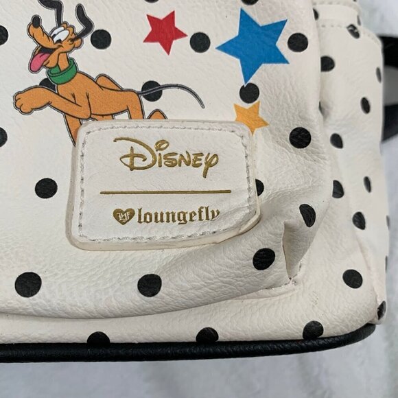 Disney Loungefly Mickey Minnie Pluto Polka Dot Mini Backpack White Black Red main image 4